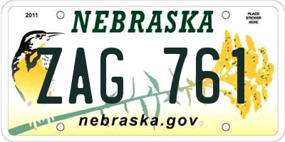 NE license plate ZAG761