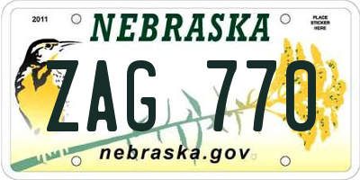 NE license plate ZAG770