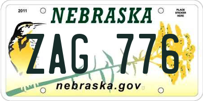 NE license plate ZAG776