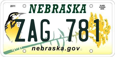 NE license plate ZAG781