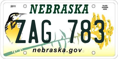 NE license plate ZAG783