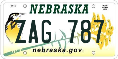 NE license plate ZAG787