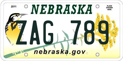 NE license plate ZAG789