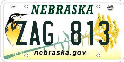 NE license plate ZAG813