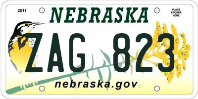 NE license plate ZAG823
