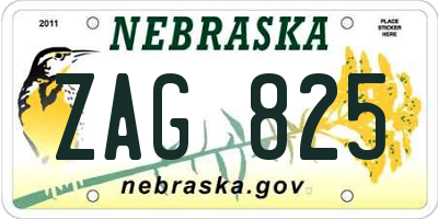 NE license plate ZAG825