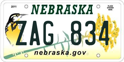 NE license plate ZAG834