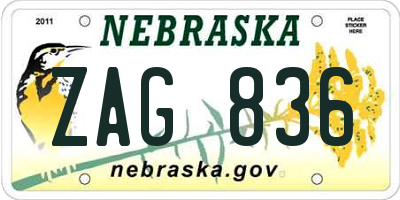 NE license plate ZAG836