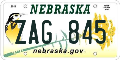 NE license plate ZAG845