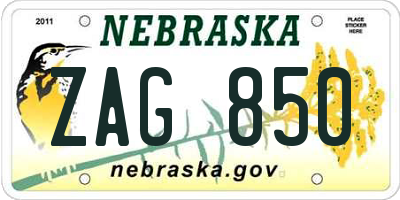 NE license plate ZAG850