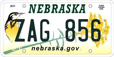 NE license plate ZAG856