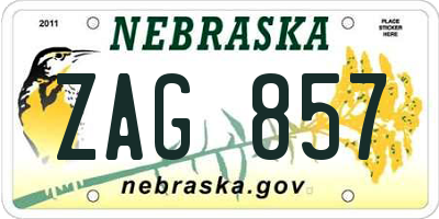 NE license plate ZAG857