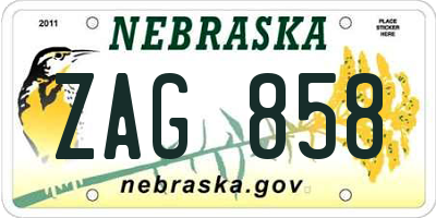 NE license plate ZAG858