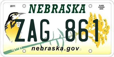 NE license plate ZAG861