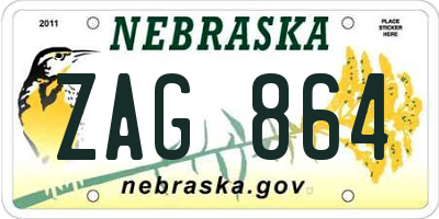 NE license plate ZAG864