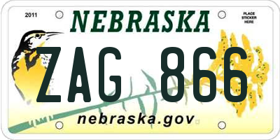 NE license plate ZAG866