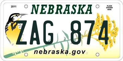NE license plate ZAG874