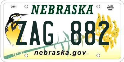 NE license plate ZAG882