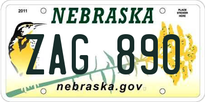 NE license plate ZAG890