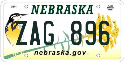 NE license plate ZAG896