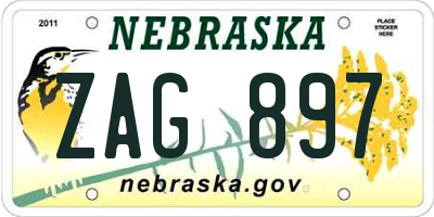 NE license plate ZAG897