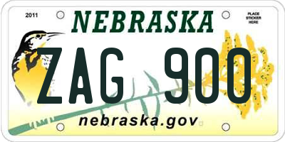 NE license plate ZAG900
