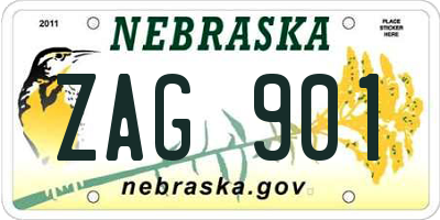 NE license plate ZAG901
