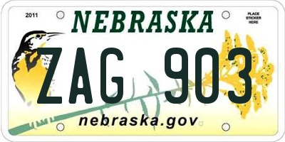 NE license plate ZAG903