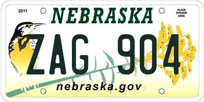NE license plate ZAG904