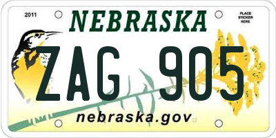 NE license plate ZAG905