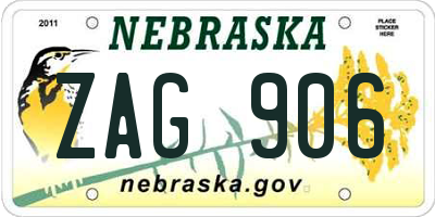 NE license plate ZAG906