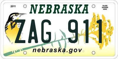 NE license plate ZAG911