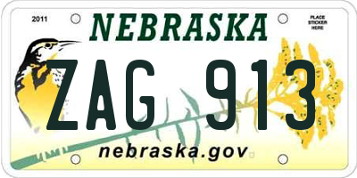 NE license plate ZAG913