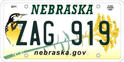 NE license plate ZAG919