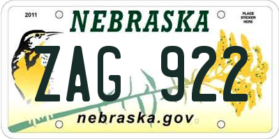 NE license plate ZAG922