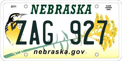 NE license plate ZAG927