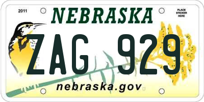 NE license plate ZAG929