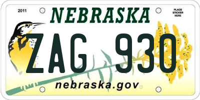 NE license plate ZAG930