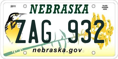 NE license plate ZAG932