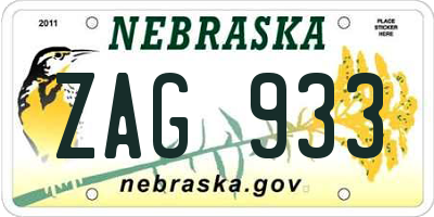 NE license plate ZAG933
