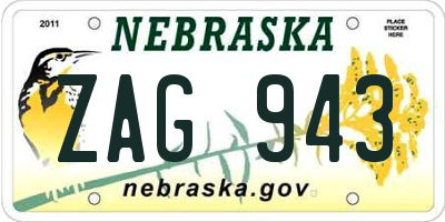 NE license plate ZAG943