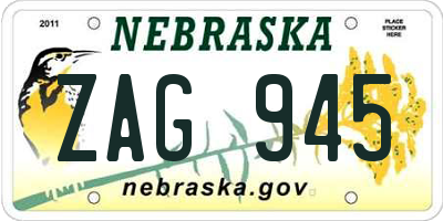NE license plate ZAG945