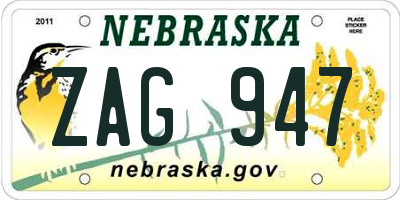 NE license plate ZAG947