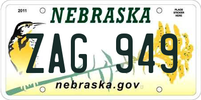 NE license plate ZAG949