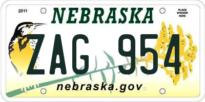 NE license plate ZAG954