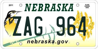 NE license plate ZAG964