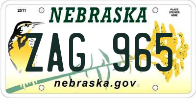 NE license plate ZAG965