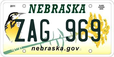 NE license plate ZAG969