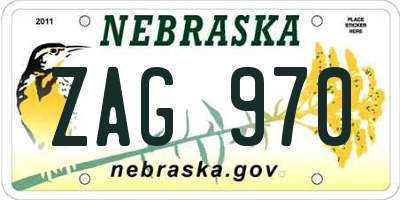 NE license plate ZAG970