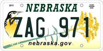 NE license plate ZAG971
